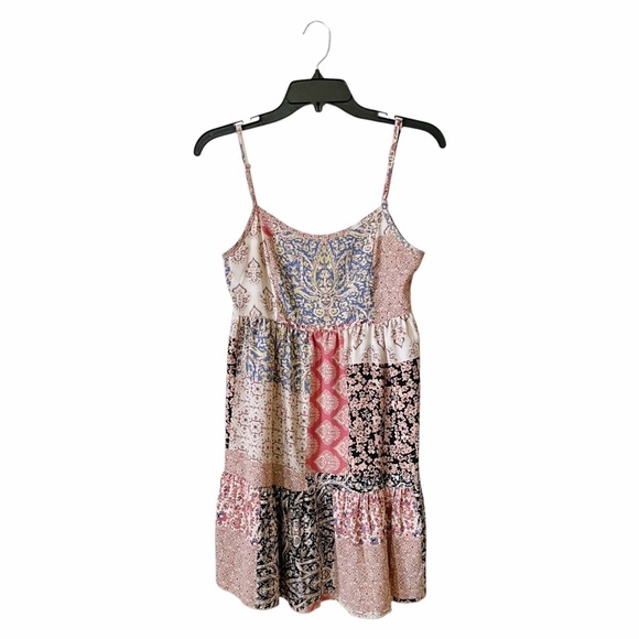 Altar’d State Out To Brunch Dress Women's Size XS Boho Patchwork Spaghetti Strap - Picture 2 of 10